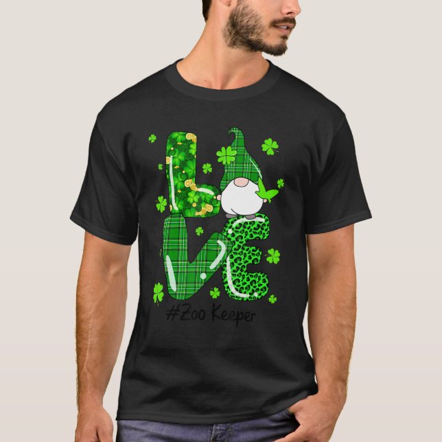 Camiseta Leopard Irish Green Plaid Zoo Keeper Gnome St Patr (Anverso)