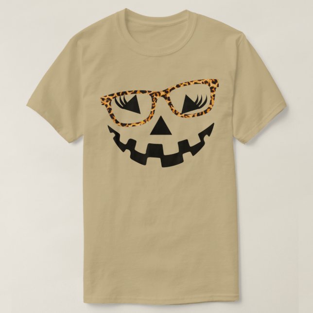 Camiseta Leopard JackOLantern Face glasse Pumpkin Eyelashes (Diseño del anverso)