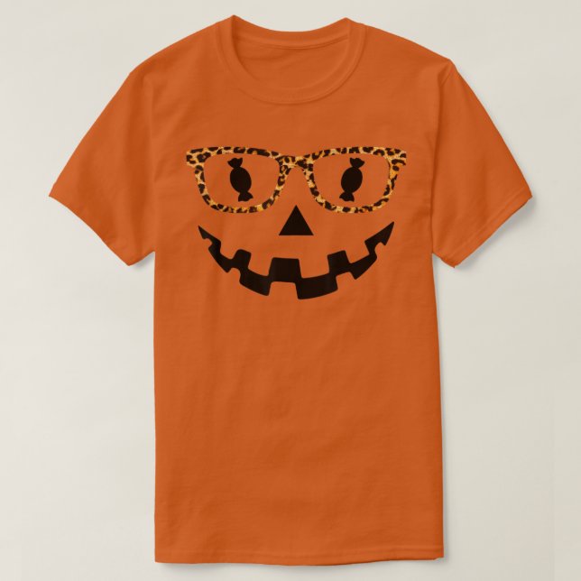 Camiseta Leopard JackOLantern Gafas de la cara Calabaza de  (Diseño del anverso)