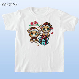 Camiseta Leopard Kitty Meowy Little Merry Christmas 🐾 🐆 �