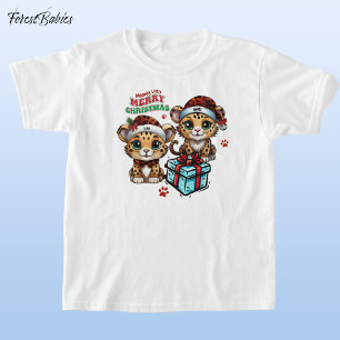 Camiseta Leopard Kitty Meowy Little Merry Christmas 🐾 🐆 �