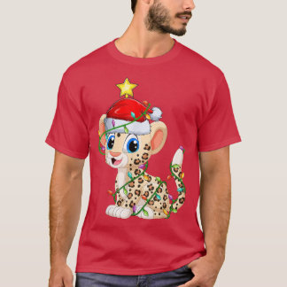 Camiseta Leopard Lighting Xmas Tree Mating Leopard Christ