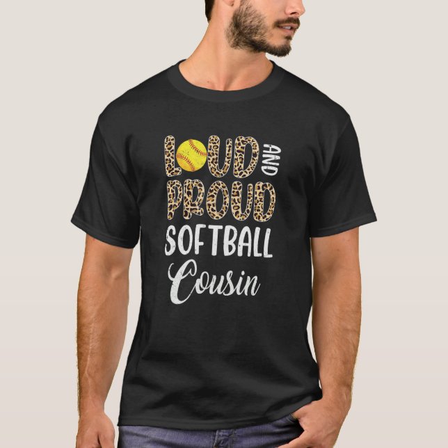 Camiseta Leopard Loud Proud American Softball Cousin Family (Anverso)