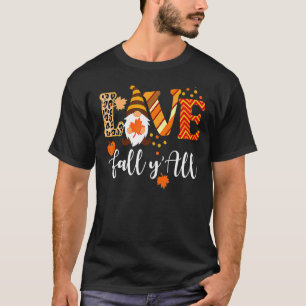 Camiseta Leopard Love Fall Y'All Gnome Pumpkin Autumn Graci