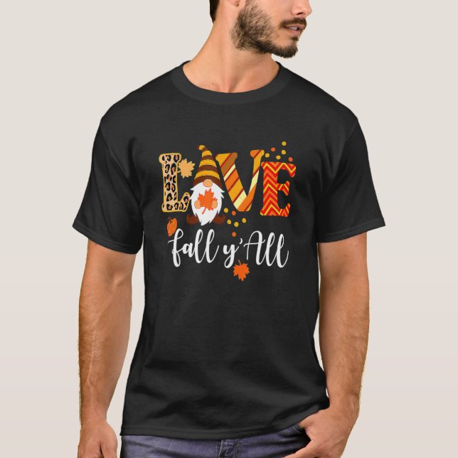 Camiseta Leopard Love Fall Y'All Gnome Pumpkin Autumn Graci (Anverso)