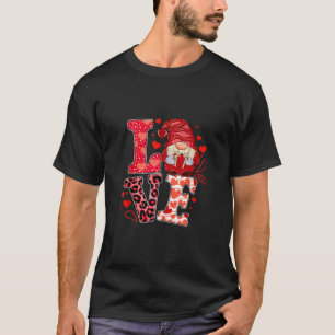 Camiseta Leopard Love Hearts Gnomies Hobbies Valentine s Da