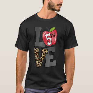 Camiseta Leopard Love Student de 5º grado de vuelta a Sch