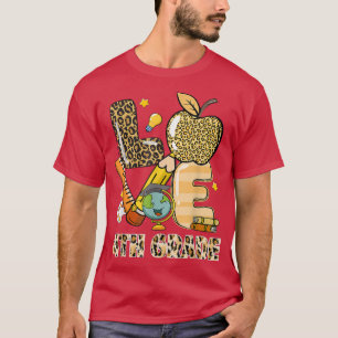 Camiseta Leopard Love Teaching 4th Grade Back To School Tea
