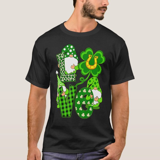Camiseta Leopard Love Three Gnomes Lucky Shamrock St. Patri (Anverso)