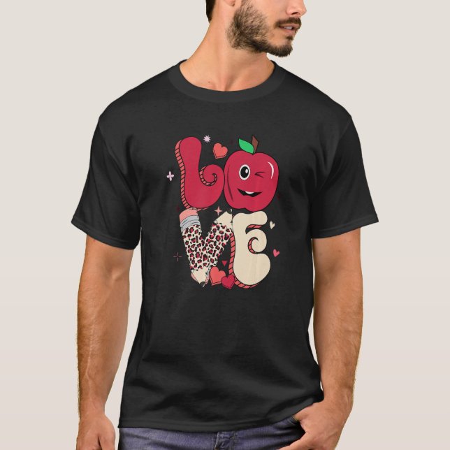 Camiseta Leopard Love Valentine Teacher Snoviarts One Lov (Anverso)