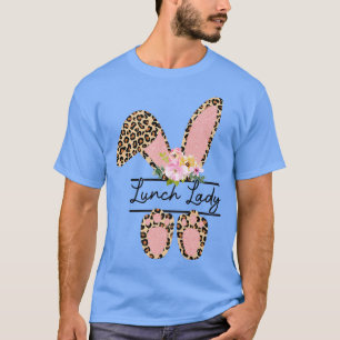 Camiseta Leopard Lunch Lady Easter Bunny Lunch Lady Happy E