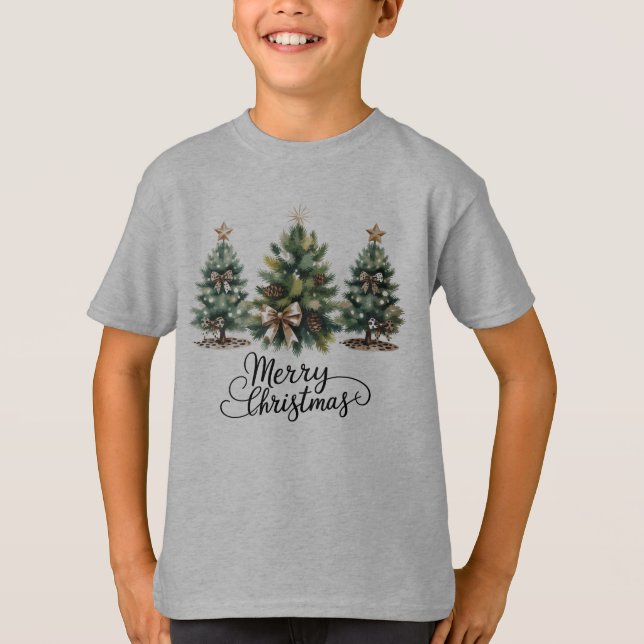Camiseta Leopard Merry Christmas Tree Coquette Bow Xmas (Anverso)
