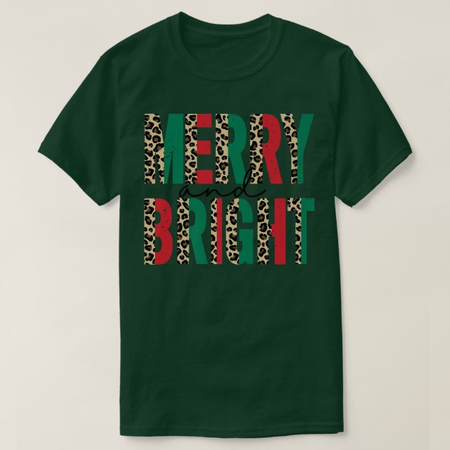 Camiseta Leopard Merry Y Navidades Brillantes Vibes Funny C (Diseño del anverso)