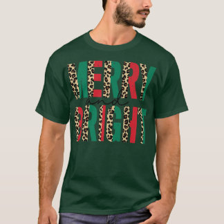 Camiseta Leopard Merry Y Navidades Brillantes Vibes Funny C