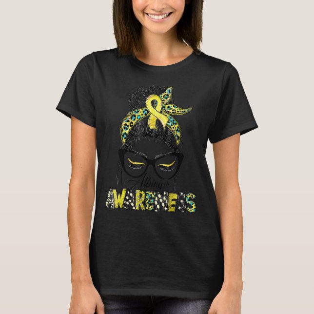 Camiseta Leopard Messy Bun Albinism Awarenes Mes R Amarillo (Anverso)