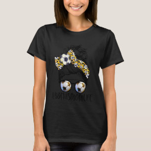 Camiseta Leopard Messy Bun Bonus Mamá Vida Fútbol Mamá