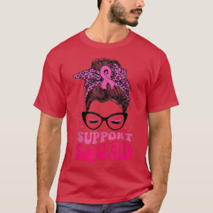 Camiseta Leopard Messy Bun Cinta rosa Soporte Squad Breve