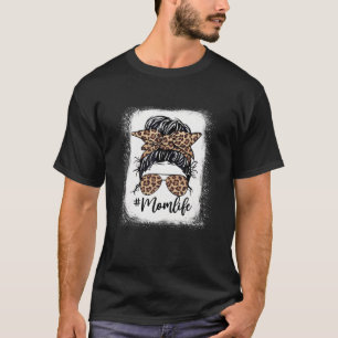 Camiseta Leopard Messy Bun Hair Glasses