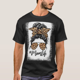 Camiseta Leopard Messy Bun Hair Glasses