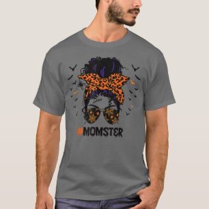 Camiseta Leopard Messy Bun Momster Halloween Spooky Otoño