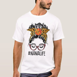 Camiseta Leopard Messy Bun Nana Life Mothers Day Basketball