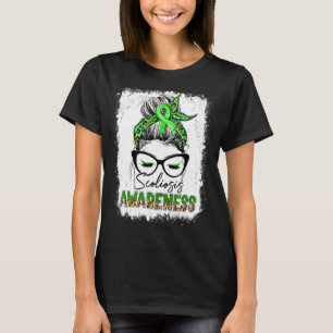 Camiseta Leopard Messy Bun Scoliosis Conciencia Cinta verde