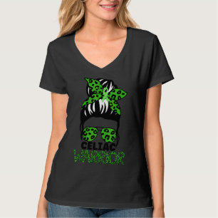 Camiseta Leopard Messy Hair Bun Celiac Enfermedad Concienci