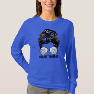 Camiseta Leopard Messy Hair Bun Hamster Mama para Madre