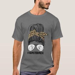 Camiseta Leopard Messy Hair Bun Hamster Mama para Madre D