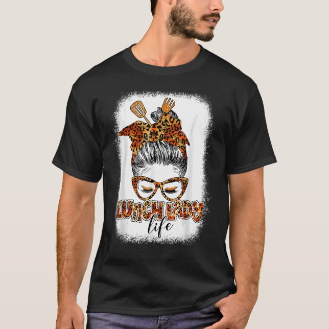 Camiseta Leopard Mesy Bun Lunch Lady Blessed Lunch Lady Tha (Anverso)