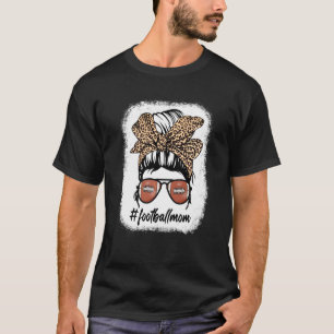 Camiseta Leopard Mom Life Funny Bleached Football Americano
