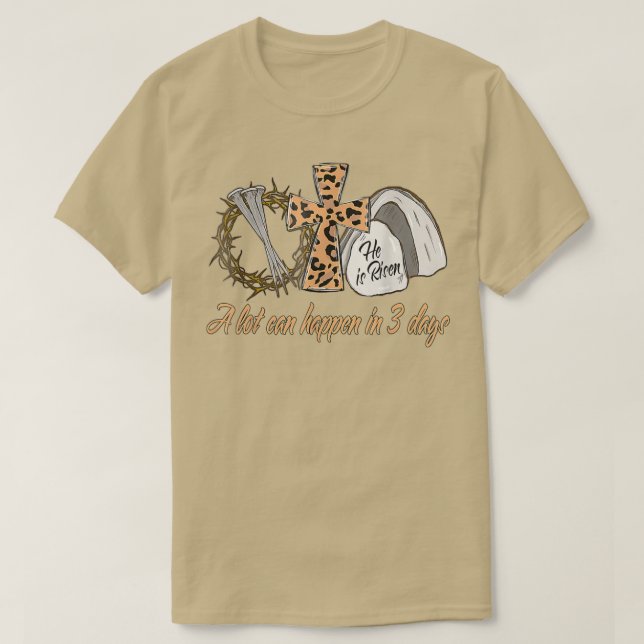 Camiseta Leopard Mucho Puede Ocurrir En 3 Días Jesús Pascua (Diseño del anverso)