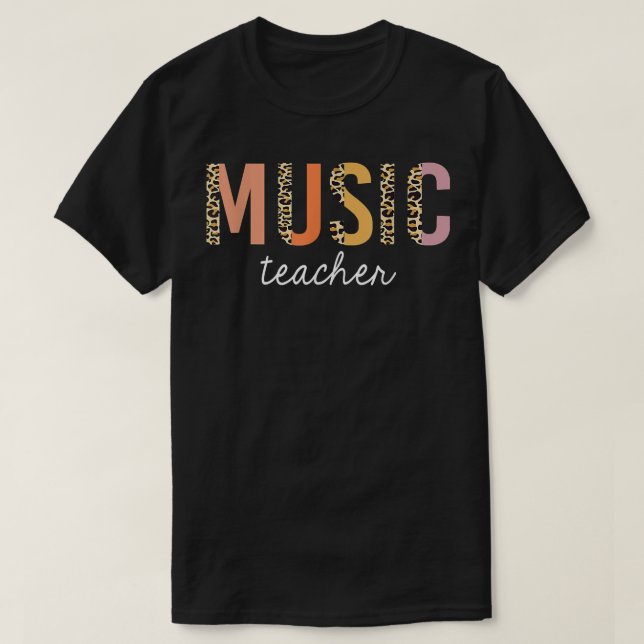 Camiseta Leopard Music Teacher Cute Back To School Supplies (Diseño del anverso)