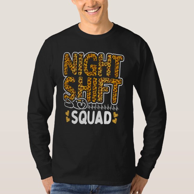 Camiseta Leopard Night Shift Nurse Squad Leo Nursing Apprec (Anverso)