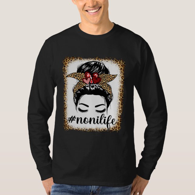 Camiseta Leopard Noni Life Messy Bun Bleaches Mother s Day  (Anverso)