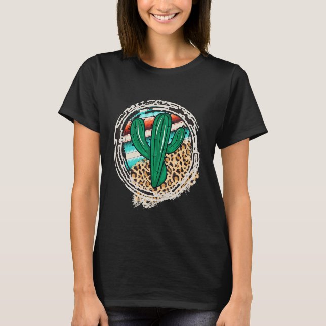 Camiseta Leopard Pattern Cactus Serape Print Cowgirl Rodeo  (Anverso)