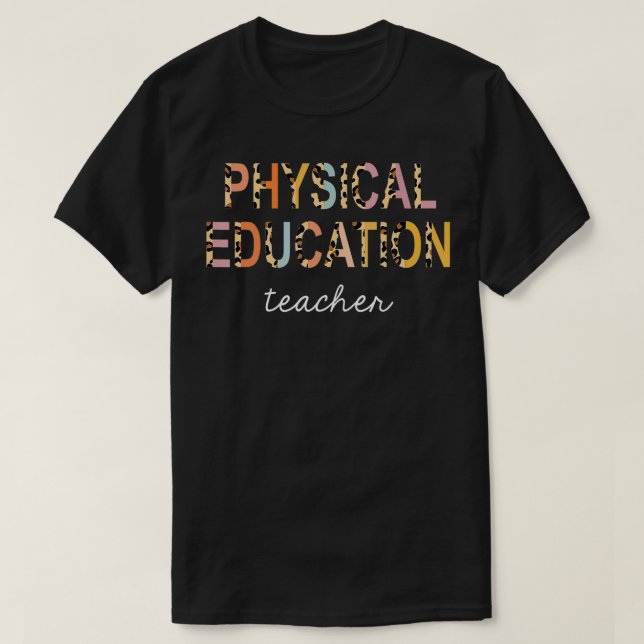 Camiseta Leopard Pe Teacher Phys Ed Cute Back to School Sup (Diseño del anverso)