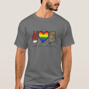 Camiseta Leopard Peace Love Alabama Heart LGBT Pride Christ
