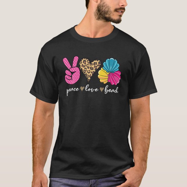Camiseta Leopard Peace Love Beach Funny Beach Vibes Verano (Anverso)