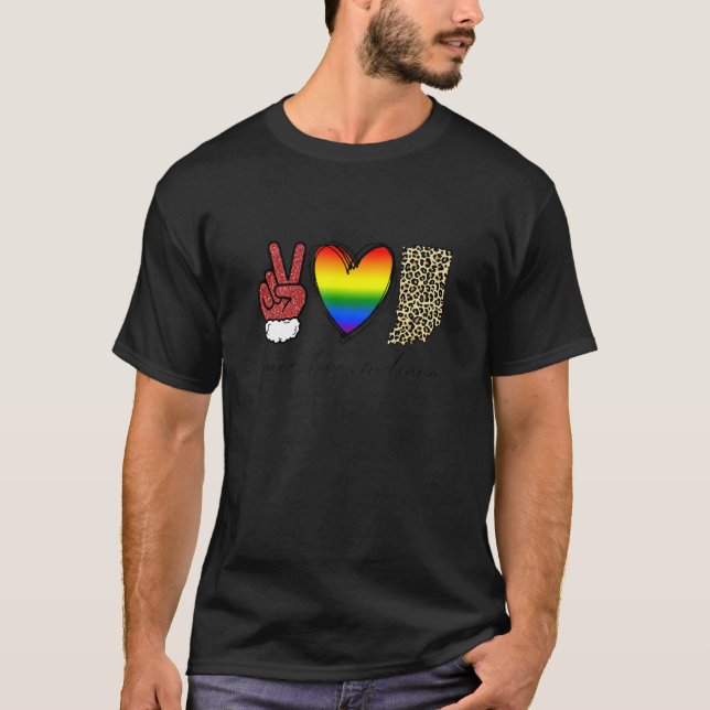 Camiseta Leopard Peace Love Indiana Heart Lgbt Orgullo Cris (Anverso)