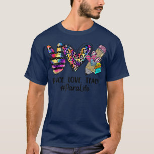 Camiseta Leopard Peace Love Teach Para Life Back To School