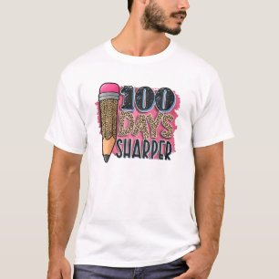 Camiseta Leopard Pencil 100 Días Más Sharper Feliz 100 Días