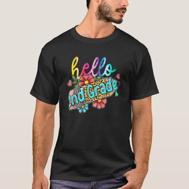 Camiseta Leopard Pencil Hello 2nd Grade Back To School Kids (Anverso)