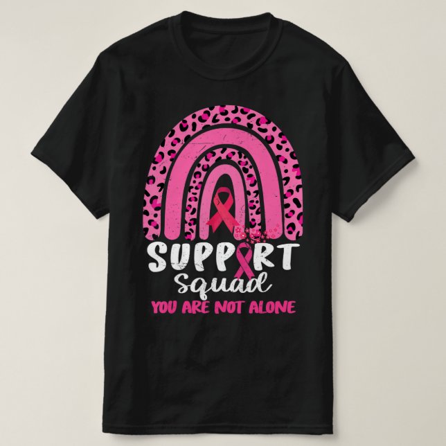 Camiseta Leopard Pink Rainbow Support Squad Mama Cancer A (Diseño del anverso)