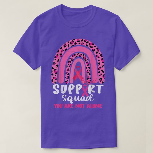 Camiseta Leopard Pink Rainbow Support Squad Mama Cancer A (Diseño del anverso)