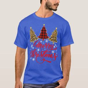 Camiseta Leopard Plaid Christmas Tree Feliz Christmas