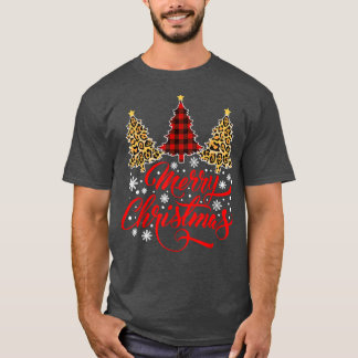 Camiseta Leopard Plaid Christmas Tree Merry Christmas
