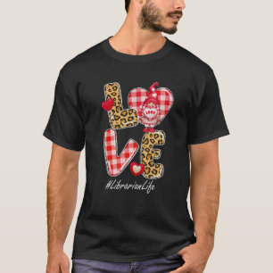 Camiseta Leopard Plaid Heart LOVE Librarian Life Gnome Vale