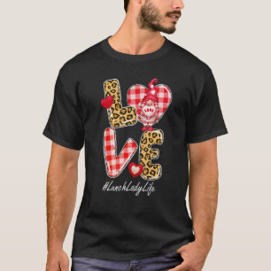 Camiseta Leopard Plaid Heart Love Lunch Lady Gnome Valentin