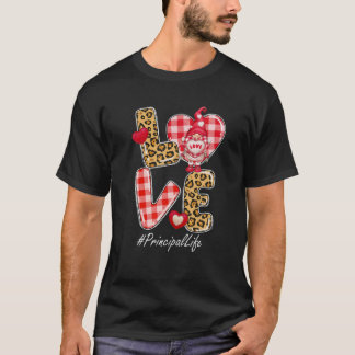 Camiseta Leopard Plaid Heart LOVE Principal Life Gnome Vale